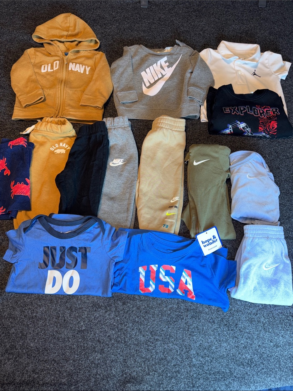 6-12 Month Old Boys Party Pack, Nike, Old Navy, Jordan. Tops/Bottoms Variety
